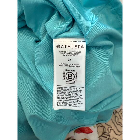 NWT Athleta Santorini Cinch Dress Turquoise Blue 3XL (XXXL) - Picture 9 of 9